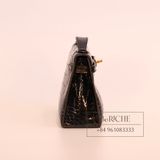  Kelly Pochette KP22 Crocodile Alligator Shinny Noir Black GHW 