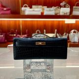  Kelly Cut Crocodile Noir Black GHW 