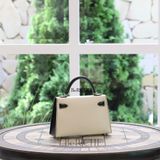  Kelly mini Hss K20 Chevre Blanc/ Black PHW 