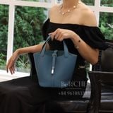  Picotin P18 Clemence Leather Blue Du Nord PHW 