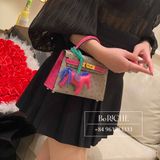  Kelly Mini K20 Ostrich Bicolor (Gris Asphalt/Rose Tyrien) 