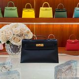  Kelly Pochette KP22 Swift Leather Black GHW 