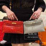  Kelly Pochette KP22 Crocodile Alligator Matte Gris Perle 