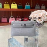  Kelly Pochette KP22 Crocodile Alligator Matte Gris Perle 