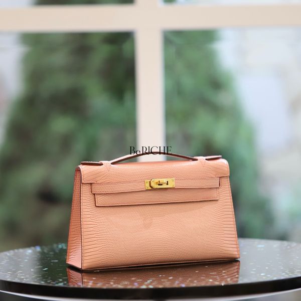  Kelly Pochette KP22 Lizard Pink GHW 