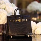 Birkin B25 Crocodile Matte Alligator Noir Black GHW 