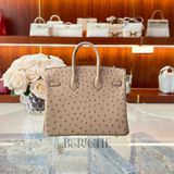  Birkin B25 Ostrich Chai GHW 