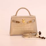  Kelly Mini K20 Crocodile Gris Perle GHW 