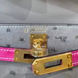  Kelly Mini K20 Ostrich Bicolor (Gris Asphalt/Rose Tyrien) 