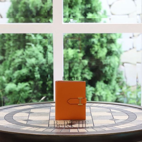  Hermes Wallet Bearn Compact Orange GHW 