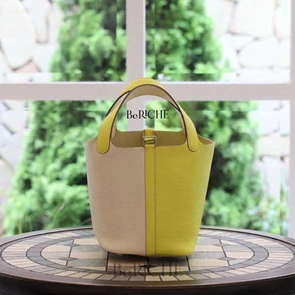  Picotin Hss P18  Clemence Leather Bicolor (Nata/Lime) 