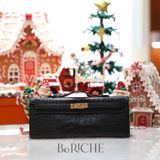  Kelly Cut Crocodile Noir Black GHW 