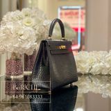  Kelly K25 Crocodile Matte Alligator Noir Black GHW 