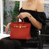  Birkin B25 Ostrich Rouge Vif GHW 