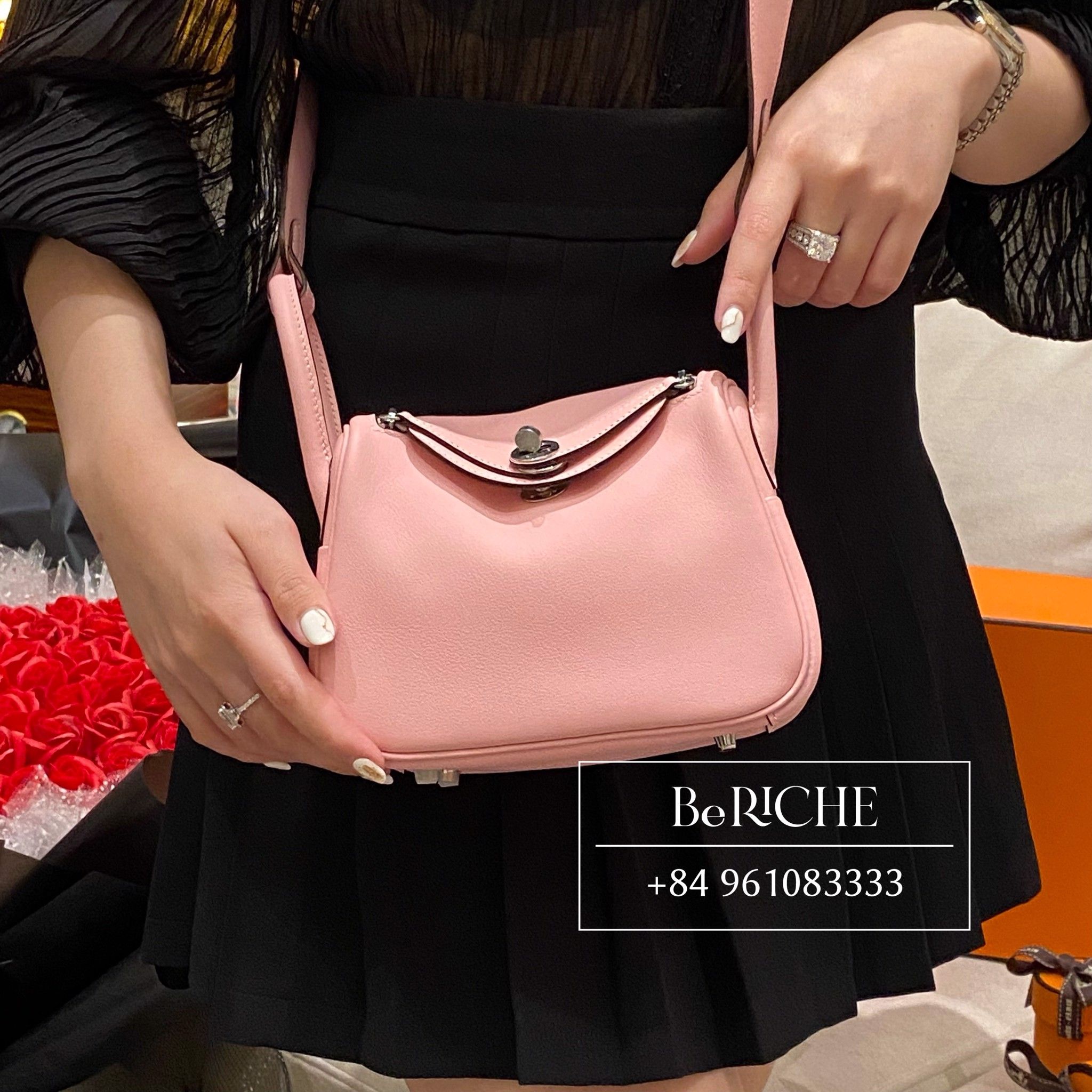 Hermes Mini Lindy Rose Sakura Swift