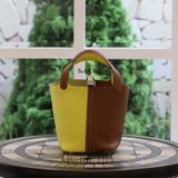  Picotin Hss P18 Clemence Leather Bicolor (Gold/Lime) 