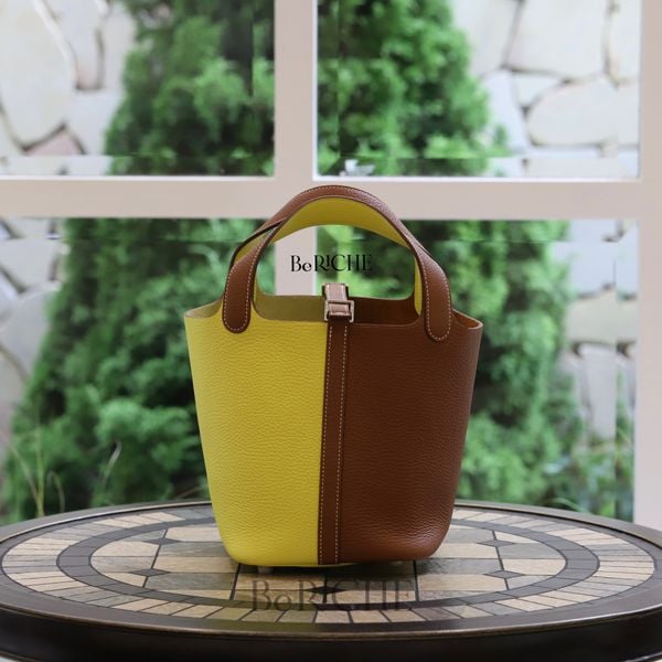  Picotin Hss P18 Clemence Leather Bicolor (Gold/Lime) 