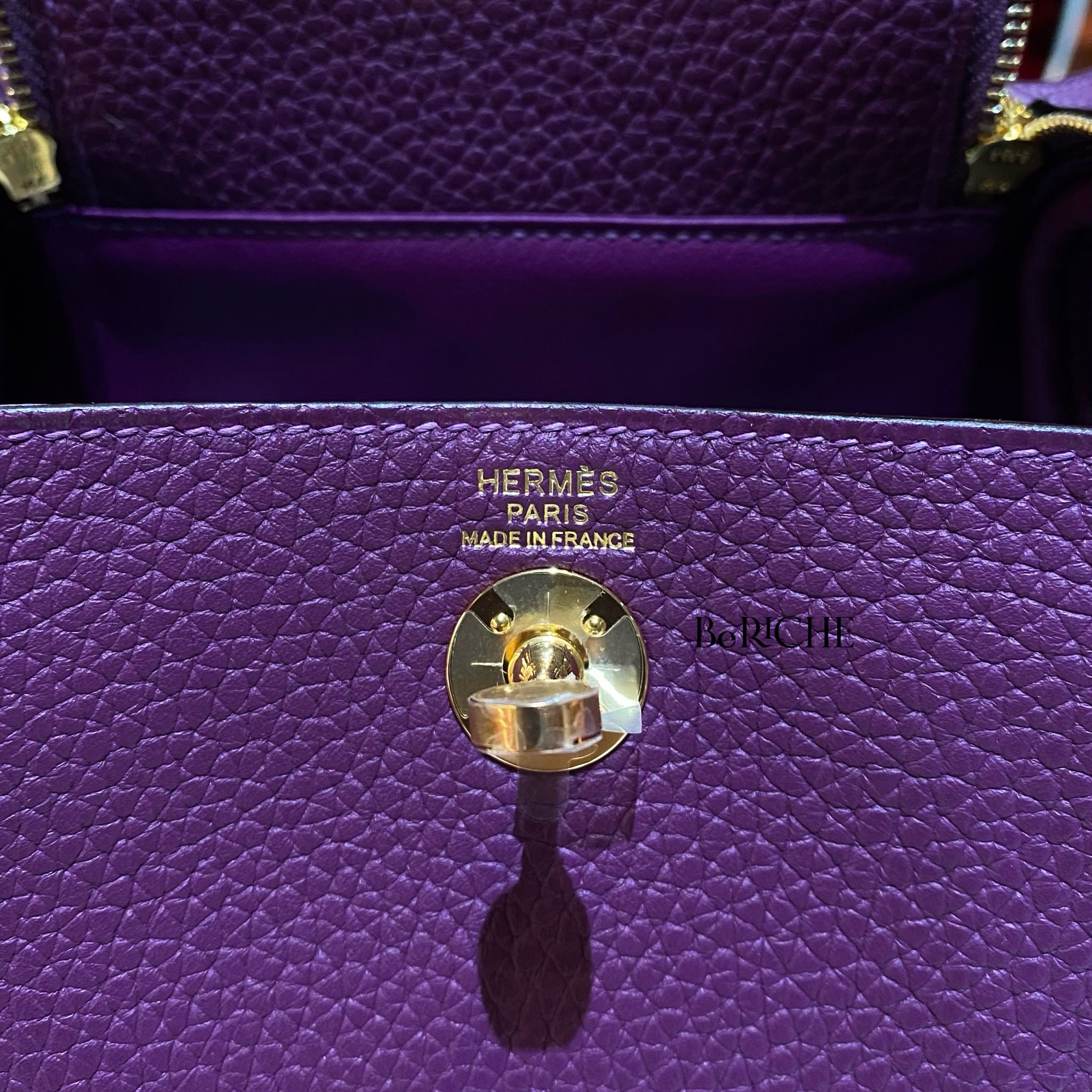 Hermes Paris Anemone Purple Leather Birkin 25 Bag