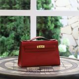 Kelly Pochette KP22 Swift Leather Rouge Cassaque 