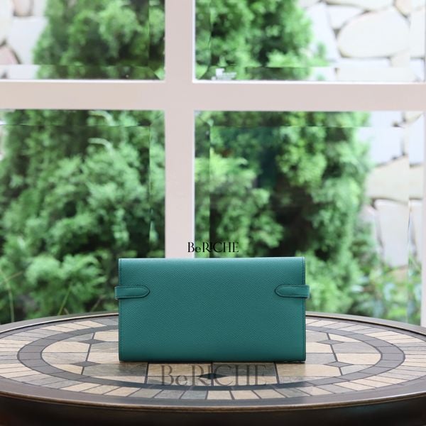  Kelly Wallet Epsom Bleu Paon GHW 