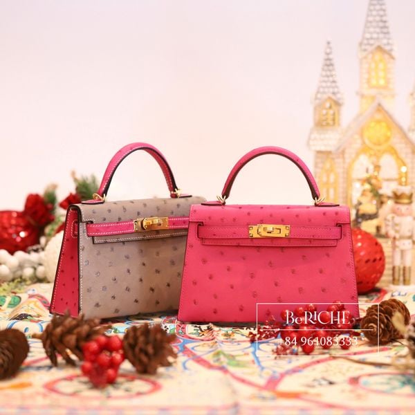  Kelly Mini K20 Ostrich Rose Tyrien 