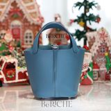  Picotin P18 Clemence Leather Blue Jean PHW 