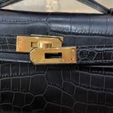  Kelly Cut Crocodile Noir Black GHW 