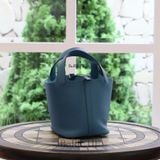  Picotin P18 Clemence Leather Blue Du Nord PHW 