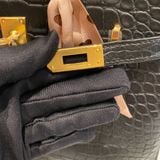  Birkin B25 Crocodile Matte Alligator Noir Black GHW 