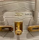  Birkin B25 Crocodile Matte Alligator Beton GHW 