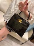  Kelly K25 Crocodile Alligator Noir Black 