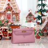  Kelly Pochette KP22 Swift Leather Mauve GHW 