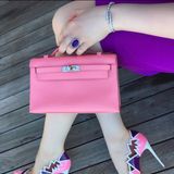  Kelly Pochette KP22 Epsom Rose Confetti PHW 