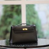  Kelly Pochette KP22 Swift Leather Black GHW 