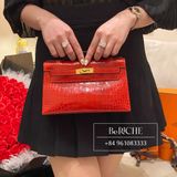  Kelly Pochette KP22 Crocodile Alligator Shinny Braise 