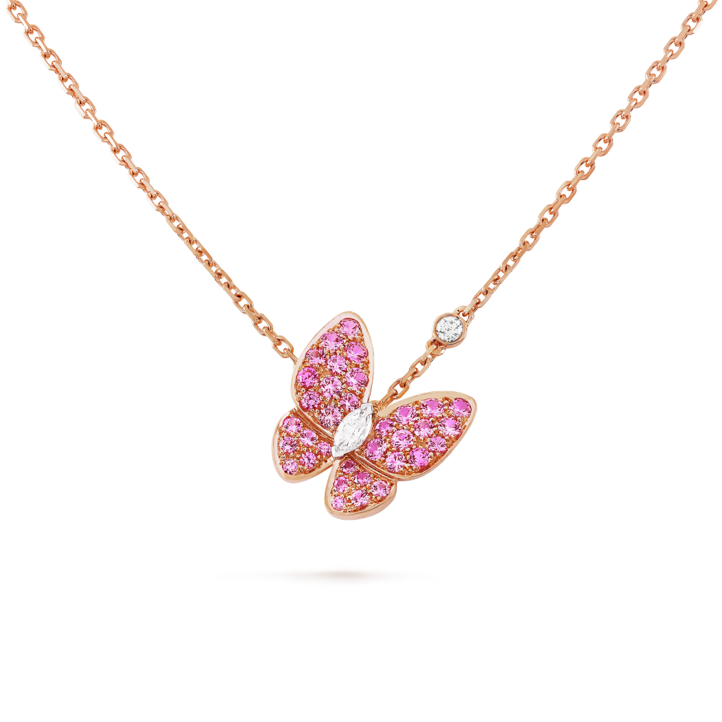 Van Cleef & Arpels Lucky Alhambra Butterfly Pendant Necklace 18k Yellow  Gold, Mother Of Pearl