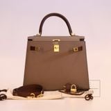  Kelly K25 Epsom Bicolor Etain/Bordeaux GHW 