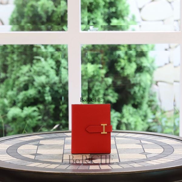  Hermes Wallet Bearn Compact Red GHW 