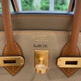  Birkin Hss B25 Bicolor Togo Trench/Gold GHW 