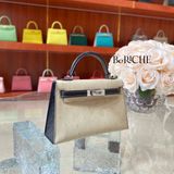  Kelly Mini K20 Ostrich Parchemin / Black PHW 