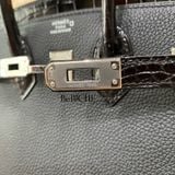  Birkin B25 Touch Togo/Crocodile Noir Black PHW 