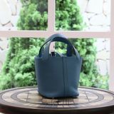  Picotin P18 Clemence Leather Blue Du Nord PHW 