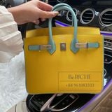  Birkin B25 Epsom Bicolor Jaune + Blue Atoll PHW 