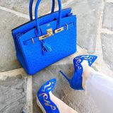  Birkin B30 Ostrich Bleu GHW 