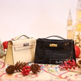  Kelly Pochette KP22 Crocodile Alligator Shinny Noir Black GHW 