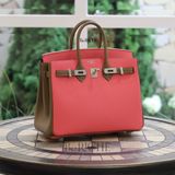 Birkin Hss B25 Epsom Bicolor Rose Azalea/ Etoupe Brushed PHW 