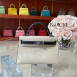  Kelly Mini K20 Ostrich Parchemin / Black PHW 