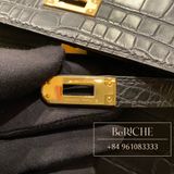  Kelly K25 Crocodile Matte Alligator Noir Black GHW 