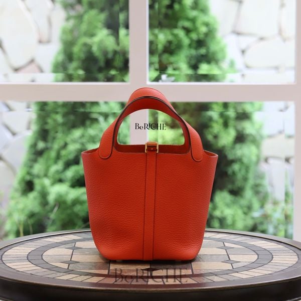  Picotin 18 Clemence Leather Capucine GHW 