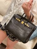  Birkin B25 Crocodile Matte Alligator Noir Black GHW 